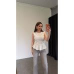 elif teke Çelik Doku Volanlı Bluz Beyaz