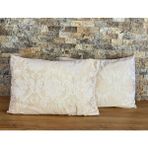 Elif Tekstil Saten Çiçekli 2'li Yastık Kılıfı Seti - 50 x 70 cm - Ekru