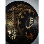ELİF VAV Ahşap Ayna Pleksi Duvar Saati, 40x40 cm, Siyah, Sessiz Akar Mekanizma, Metal Akrep-Yelkovan, Pil ile Çalışır