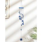 Elifeshop Feng Shui Nazar Boncuğu Rüzgar Çanı Metal Kötü Göze Karşı Dış Mekan Dekoratif Bahçe Kapı Süsü 80 Cm. - Gümüş - 80 x 6 cm