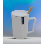 Elifeshop Mermer Tasarımlı Kapaklı Kaşıklı Sıcak Tutan Kupa Bardak Fincan Mug Mini Motivasyon Termos 330 Ml. - Mavi - Beyaz