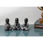 Elifeshop Namaste Bilge Keşişler 3’lü Buda Heykeli Biblo Hediyelik Dekoratif Ürün Konsol Vitrin Masa Süsü