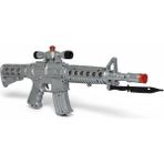 Elifeshop Sesli Renkli Işıklı Pille Çalışan Oyuncak Tüfek M16 Oyuncak Silah Özel Kuvvet Tüfeği 50 cm - Gri