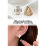 Elifsu Jewelry Klipsli Deliksiz Küpe Yonca Tasarımlı Zirkon Taşlı Kulağı Delik Olmayanlar İçin