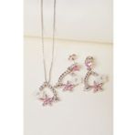 Elika Silver 925 Ayar Gümüş Pempe Kamelya Çiçeği Kolye ve Küpe Set