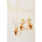 Elika Silver 925 Ayar Gümüş Ruby Kuşu Kolye ve Küpe Set