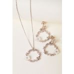 Elika Silver 925 Ayar Gümüş Sedefli Çiçek Kolye ve Küpe Set
