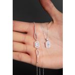 Elika Silver Kadın Baget Model 925 Ayar Gümüş Kolye Bileklik Set