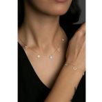 Elika Silver Kadın Şans Model 925 Ayar Gümüş Altın Kolye Bileklik Set