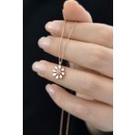 Elika Silver Rose Kaplama Mineli Papatya Model 925 Ayar Kadın Gümüş Kolye