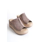 Elile Shoes Hakiki Deri Yumuşak Tabanlı Dolgu Topuk Terlik