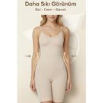 Elilom Boydan Tüm Vücut Toparlayıcı Tulum Korse Göğüs, Bel, Göbek ve Kalça Için Tam Boy Şekillendirici - Ten - XL