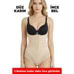 Elilom Dantelli Kum Saati Korse – Askılı, Göğüs Altı Zıbın Model, Sıkılaştırıcı ve Toparlayıcı - Ten - 2XL