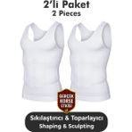 Elilom Erkek Korse Atlet 2’li Paket – Bel, Göğüs ve Göbek Toparlayıcı, Destekleyici ve Sıkılaştırıcı Beyaz - 2XL