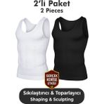 Elilom Erkek Korse Atlet 2’li Paket – Bel, Göğüs ve Göbek Toparlayıcı, Destekleyici ve Sıkılaştırıcı Beyaz ve Siyah - Beyaz - Siyah
