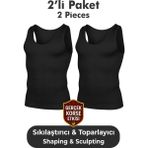 Elilom Erkek Korse Atlet 2’li Paket – Bel, Göğüs ve Göbek Toparlayıcı, Destekleyici ve Sıkılaştırıcı Siyah - XL