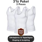 Elilom Erkek Korse Atlet 3’lü Paket – Bel, Göğüs ve Göbek Toparlayıcı, Destekleyici ve Sıkılaştırıcı Beyaz - 2XL - 00-Beyaz