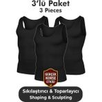Elilom Erkek Korse Atlet 3’lü Paket – Bel, Göğüs ve Göbek Toparlayıcı, Destekleyici ve Sıkılaştırıcı Siyah - 000-Siyah - 2XL