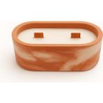 Elips Saksı Mum - Kırmızı-Beyaz | Doğal Soya Wax | Vanilya Kokulu | Dekoratif El Yapımı Mum - Kırmızı - Beyaz - 1 Adet