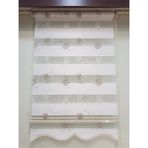 Elis Perde Brodeli Çiçekli Salon Zebra Stor Perde EP4430190 - Sütlü Kahve - 210 x 270 cm