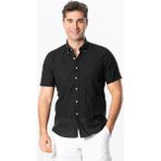 Eliş Şile Bezi Ada Şile Bezi Kısa Kol Yazlık Erkek Gömlek Siyah 3003 - 2XL