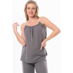 Eliş Şile Bezi Askılı Alaçatı Yazlık Müslin Bluz Gri Gri - 2XL - 3XL