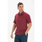 Eliş Şile Bezi Büyük Beden Kısa Kol Tek Cepli Erkek Gömlek Koyu Bordo 3068 - 4XL