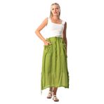 Eliş Şile Bezi Gökşen Vual Bağlama ve Lastik Detay Midi Boy Yazlık Otantik Etek Fıstık Yeşili, 2XL-3XL, 730.10, Fıstık Yeşili, Kadın