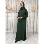 Eliş Şile Bezi Kadın Şile Bezi Pamuk Namaz Elbisesi Tek Parça Kolay Boydan Giyilen Kolu ve Yakası Lastikli Yeşil Ysl - L - XL