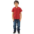 Eliş Şile Bezi Kırmızı 3051 Kısa Kol Şile Bezi Erkek Çocuk Gömlek