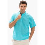 Eliş Şile Bezi Kısa Kol Bodrum Erkek Yazlık T-shirt Açık Turkuaz 3075