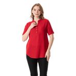 Eliş Şile Bezi Kısa Kol Gülgün V Yaka Müslin Yazlık Bluz, L/XL, 511.04, Kırmızı, Kadın