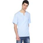 Eliş Şile Bezi Kısa Kol Şile Bezi Bisiklet Yaka Erkek T-Shirt Buz Mavi - 2XL