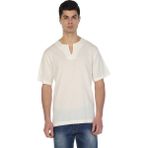 Eliş Şile Bezi Kısa Kol Şile Bezi Bisiklet Yaka Erkek T-Shirt Krem - XL