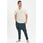 Eliş Şile Bezi Kısa Kol Şile Bezi Bisiklet Yaka Erkek T-Shirt Krem