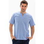 Eliş Şile Bezi Kısa Kol Şile Bezi Bisiklet Yaka Erkek T-Shirt Mavi - XL