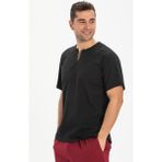 Eliş Şile Bezi Kısa Kol Şile Bezi Bisiklet Yaka Erkek T-Shirt Siyah - M