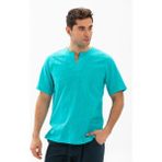 Eliş Şile Bezi Kısa Kol Şile Bezi Bisiklet Yaka Erkek T-Shirt Turkuaz - M