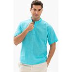 Eliş Şile Bezi Kısa Kol Şile Bezi Bodrum Erkek T-Shirt Açık Turkuaz - 2XL