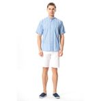 Eliş Şile Bezi Kısa Kol Şile Bezi Hakim Yaka Tek Cepli Yazlık Gömlek Mavi Beyaz Çizgili, XL, 171.02, Mavi Beyaz Çizgili, Erkek