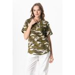 Eliş Şile Bezi Kısa Kol Şile Bezi Seda V Yaka Kamuflaj Yazlık Bluz, 2XL, 311.01, Yeşil, Kadın