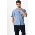 Eliş Şile Bezi Kısa Kol Şile Bezi Tek Cepli Bisiklet Yaka Erkek Yazlık Gömlek Kırmızı Lacivert Kareli 3008 - 2XL - Mavi - Beyaz