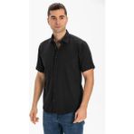 Eliş Şile Bezi Kısa Kol Şile Bezi Tek Cepli Erkek Gömlek Siyah - 2XL