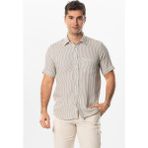 Eliş Şile Bezi Kısa Kol Şile Bezi Tek Cepli Erkek Yazlık Gömlek Siyah Krem Çizgili 3081 - 2XL - Siyah - Taş