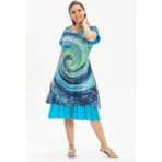 Eliş Şile Bezi Kısa Kol Vual Defne Midi Boy Yazlık Otantik Elbise Lacivert 6007 - 2XL - 3XL - Çok Renkli