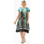 Eliş Şile Bezi Kısa Kol Vual Defne Midi Boy Yazlık Otantik Elbise Nil Yeşili 6097(Akar) - 2XL - 3XL