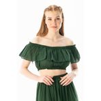Eliş Şile Bezi Kısa Kol Vual Lavinya Kayık Yaka Yazlık Bluz, L/XL, 713.02, Yeşil, Kadın
