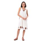 Eliş Şile Bezi Kolsuz Lilyum Nakışlı Kısa Yazlık Elbise, 3XL, 223.26, Krem, Kadın