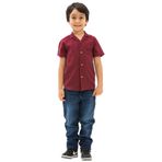 Eliş Şile Bezi Koyu Bordo 3068 Kısa Kol Şile Bezi Erkek Çocuk Gömlek