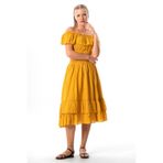 Eliş Şile Bezi Lavinya Beli Lastikli Vual Uzun Yazlık Etek, L/XL, 130.09, Hardal, Kadın